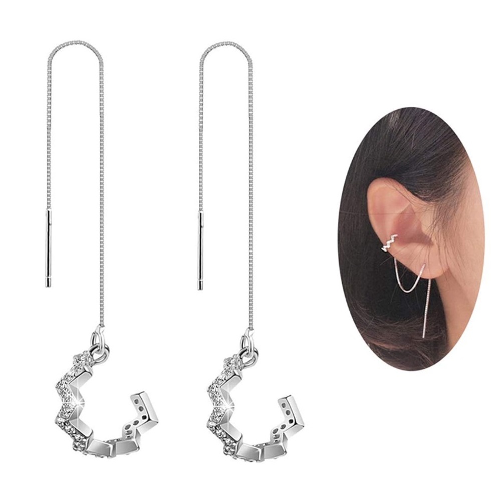 NEW 925 Sterling Silver Wave Cuff Earring Wrap